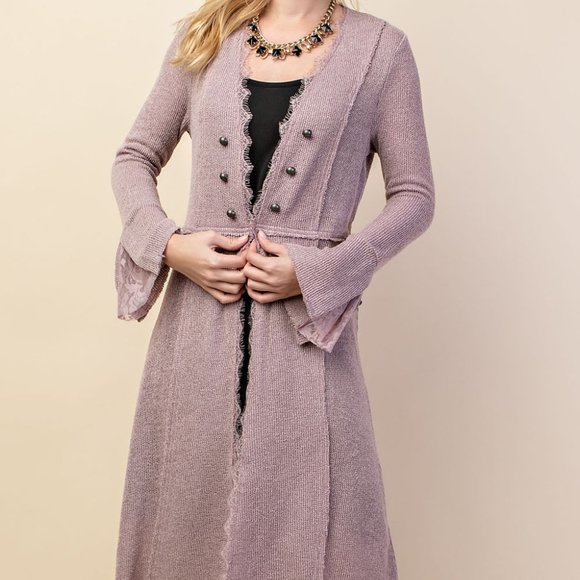 VOCAL BROWN cardigan duster western studded military MAGNOLIA BOHEMIAN WRAP S-3X - Picture 11 of 16